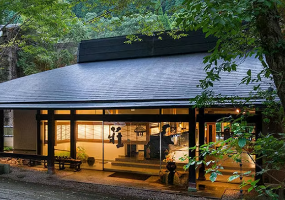 Luxury riverside open-air hot spring at Myoken Ishiharaso, Kagoshima